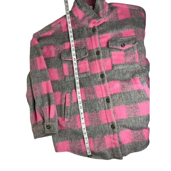 Vanilla Bay Womens Plaid Button-Up Jacket 1X Pink/Gray Polyester - Picture 9 of 9